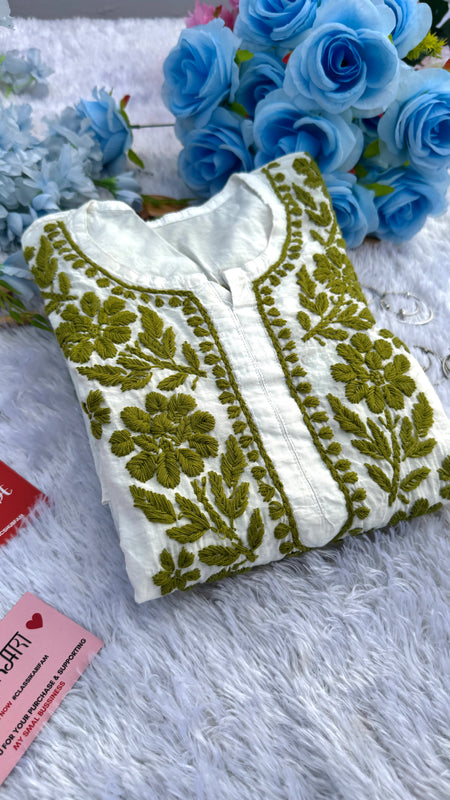 CHANDERI CO-ORD SET WITH  COLOUR THREAD WITH FREE GIFT 💝  INSIDE