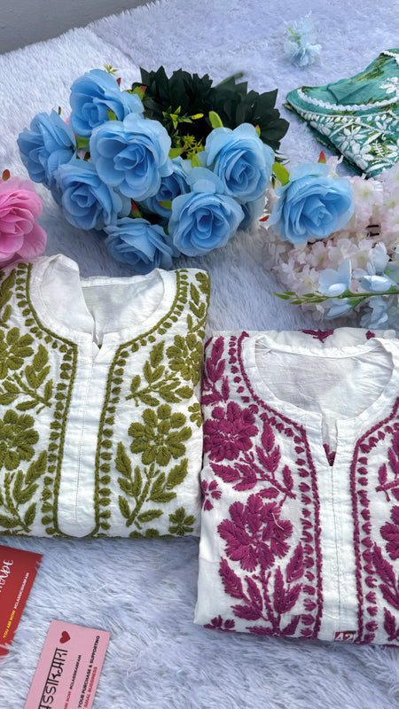 CHANDERI CO-ORD SET WITH  COLOUR THREAD WITH FREE GIFT 💝  INSIDE