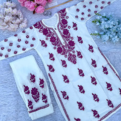 CHANDERI CO-ORD SET WITH  COLOUR THREAD WITH FREE GIFT 💝  INSIDE