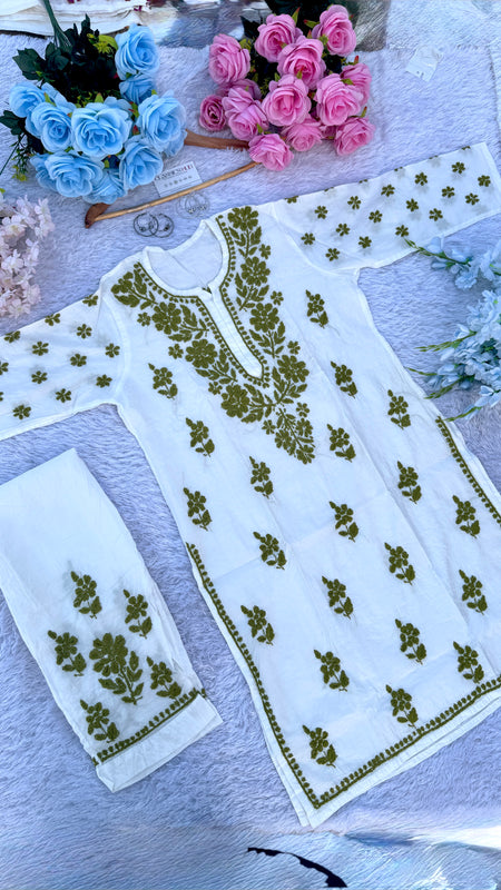 CHANDERI CO-ORD SET WITH  COLOUR THREAD WITH FREE GIFT 💝  INSIDE