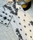 WHITE MODAL SET WITH BLACK AFGANI EMBROIDERY WITH FREE GIFT 💝INSIDE