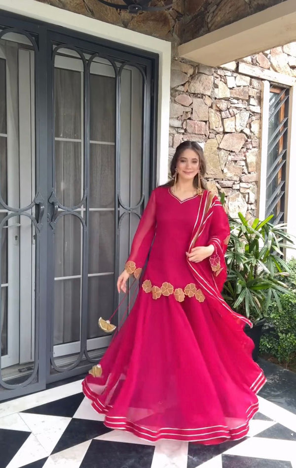 Exclusive Elegant Embroidered Top Plazzo with Dupatta Set*