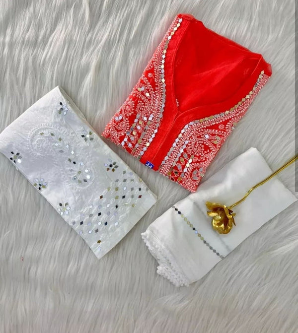 GALA BOOTI KURTI WITH SHARARA WITH DUPATTA