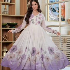 FLORAL TRENDING ANARKALI WITH KARDAL WORK
