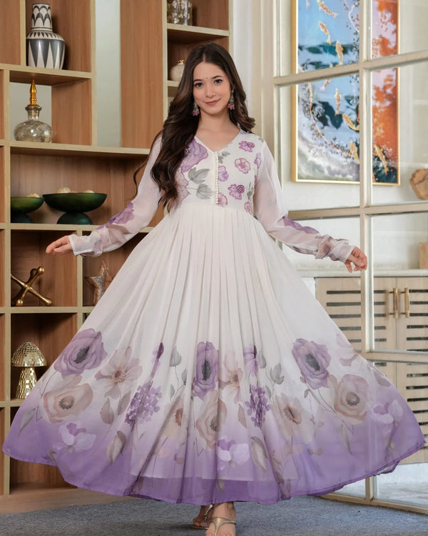FLORAL TRENDING ANARKALI WITH KARDAL WORK