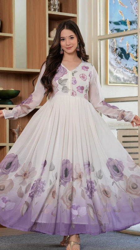 FLORAL TRENDING ANARKALI WITH KARDAL WORK