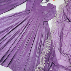 ELEGANT SILK GOWN SET WITH EMBROIDERY WORK