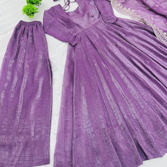 ELEGANT SILK GOWN SET WITH EMBROIDERY WORK