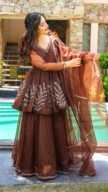 Beautiful Designer Set Witb Elegant Coding Embroidered Work
