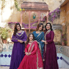 Flair Georgette Gown  With Embroidered Dupatta