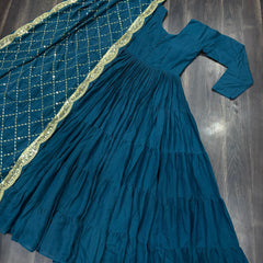 Flair Georgette Gown  With Embroidered Dupatta