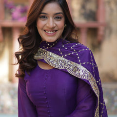 Flair Georgette Gown  With Embroidered Dupatta