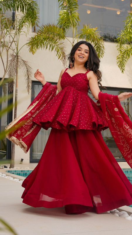 ANJANI ORGANZA SLEVELESS SET WITH MUKESHB WORK SET