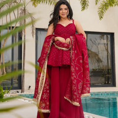 ANJANI ORGANZA SLEVELESS SET WITH MUKESHB WORK SET