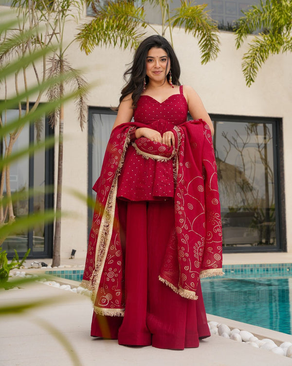 ANJANI ORGANZA SLEVELESS SET WITH MUKESHB WORK SET