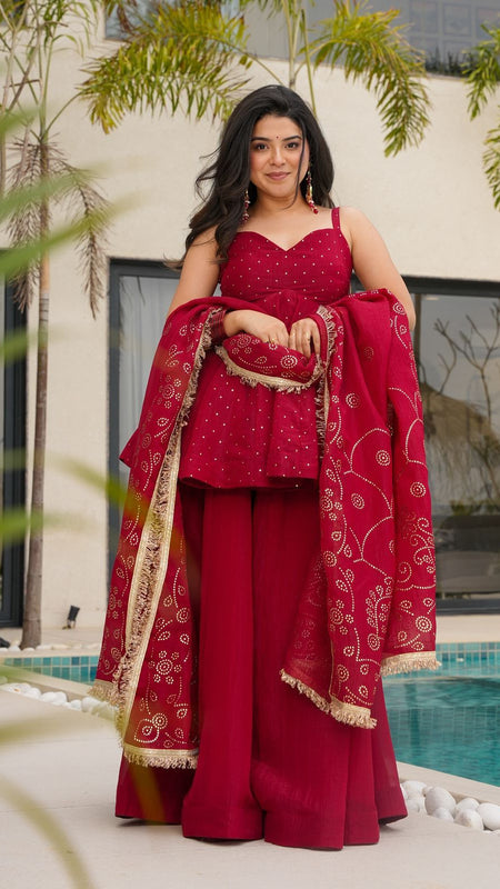 ANJANI ORGANZA SLEVELESS SET WITH MUKESHB WORK SET