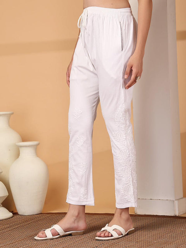 HAND EMBROIDERED SIDE WORK LYCRA PANT