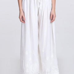 Chikankari Flared Free Size Rayon Plazzo