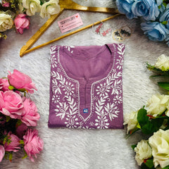 Short Handworked chikankari Rayon kurti /Rayon short