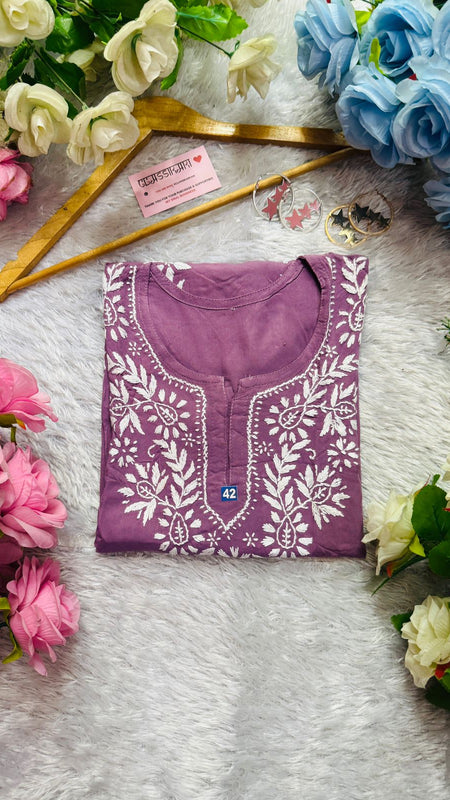 Short Handworked chikankari Rayon kurti /Rayon short