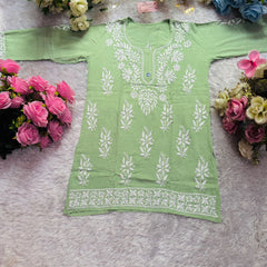 Short Handworked chikankari Rayon kurti /Rayon short