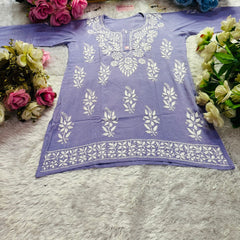 Short Handworked chikankari Rayon kurti /Rayon short