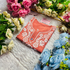 Short Handworked chikankari Rayon kurti /Rayon short