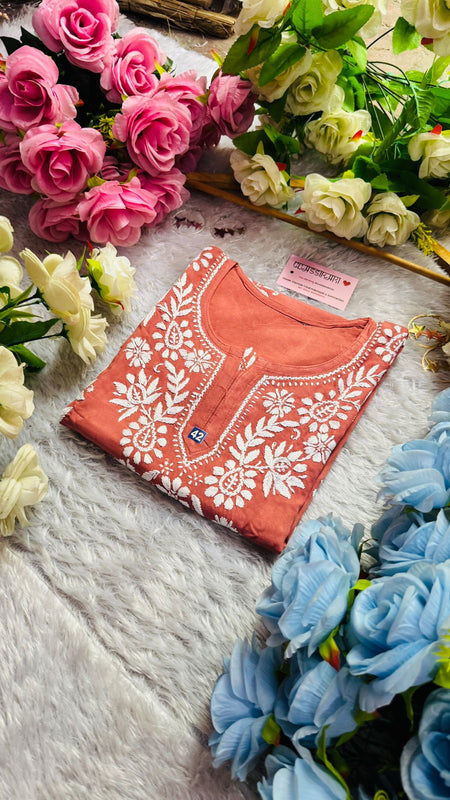 Short Handworked chikankari Rayon kurti /Rayon short