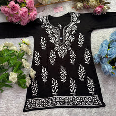 Short Handworked chikankari Rayon kurti /Rayon short