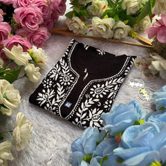 Short Handworked chikankari Rayon kurti /Rayon short