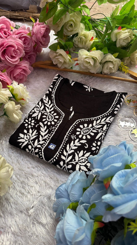 Short Handworked chikankari Rayon kurti /Rayon short