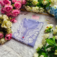 Short Handworked chikankari Rayon kurti /Rayon short