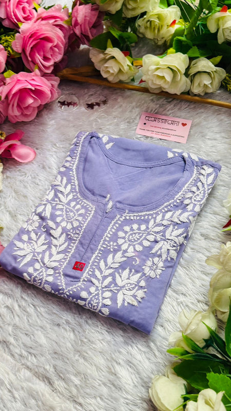 Short Handworked chikankari Rayon kurti /Rayon short