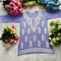 Short Handworked chikankari Rayon kurti /Rayon short