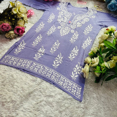 Short Handworked chikankari Rayon kurti /Rayon short
