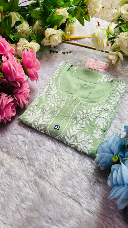Short Handworked chikankari Rayon kurti /Rayon short