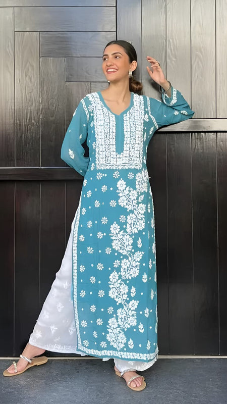 Viscose 3D Handwork Kurti / Viscose 3D kurti
