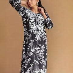 Printed hand-embroidered malmal Kurti/ MAL PRINT KURTI