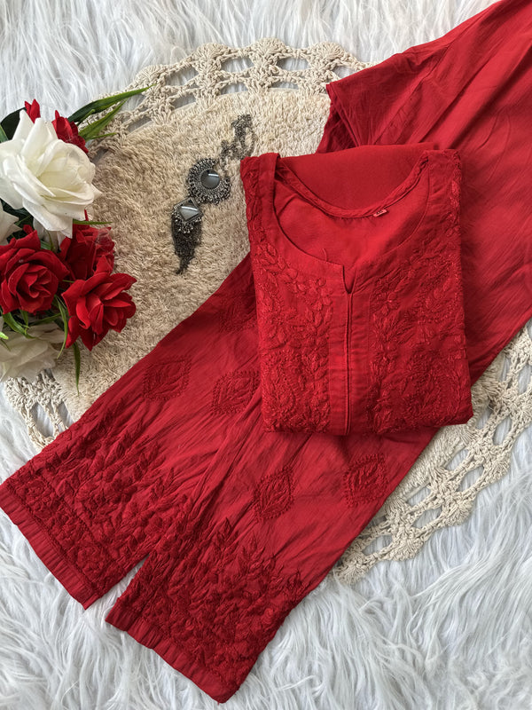 Razia Chikankar Hand Embroideredi Pant Set With Free Gift  💝  Inside
