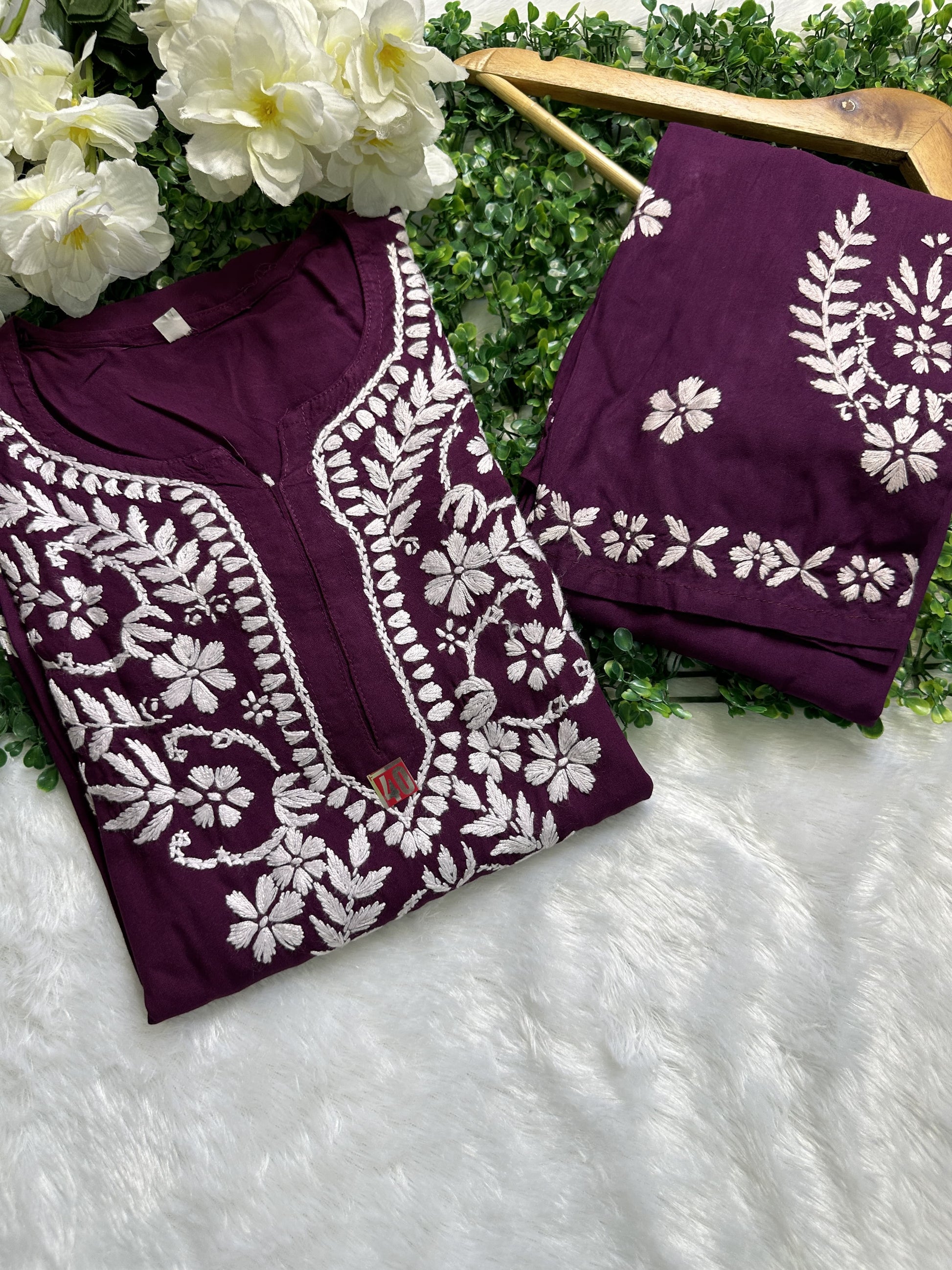 RAYON SET WITH WHITE EMBROIDERY WITH FREE GIFT  💝 INSIDE