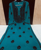 RAYON KURTI WITH BLACK THREADWORK