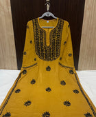 RAYON KURTI WITH BLACK THREADWORK