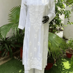 White modal embroidery full set ethenic wear