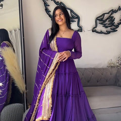 flair ruffle gown crafted from soft Faux Georgette and dupatta