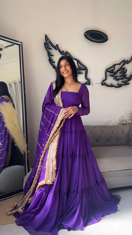 flair ruffle gown crafted from soft Faux Georgette and dupatta