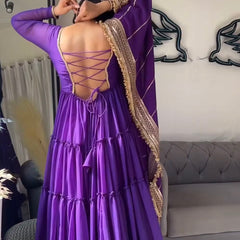 flair ruffle gown crafted from soft Faux Georgette and dupatta