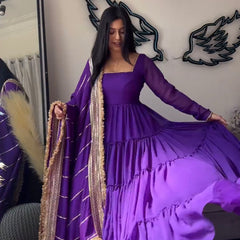 flair ruffle gown crafted from soft Faux Georgette and dupatta