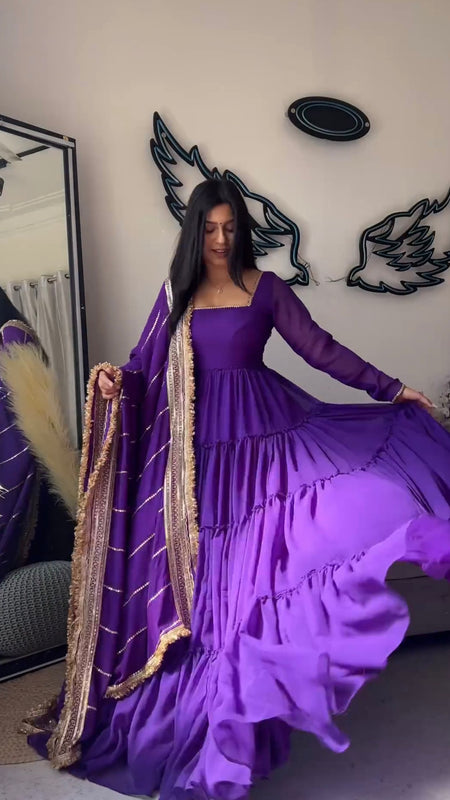 flair ruffle gown crafted from soft Faux Georgette and dupatta