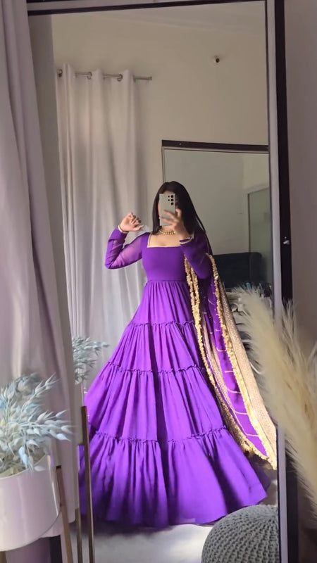 flair ruffle gown crafted from soft Faux Georgette and dupatta