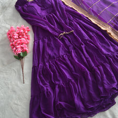 flair ruffle gown crafted from soft Faux Georgette and dupatta